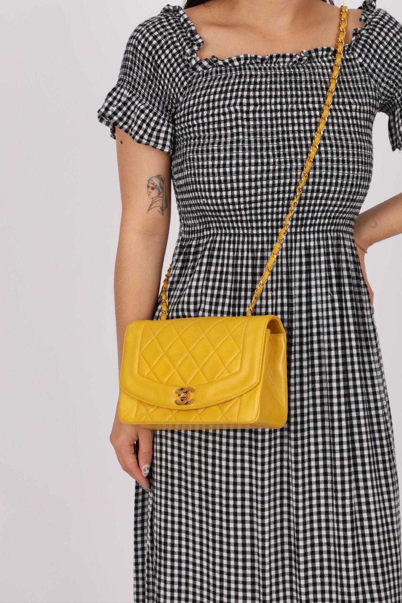 Rare Chanel 1994 Lemon Lambskin Small Diana - FashioNica