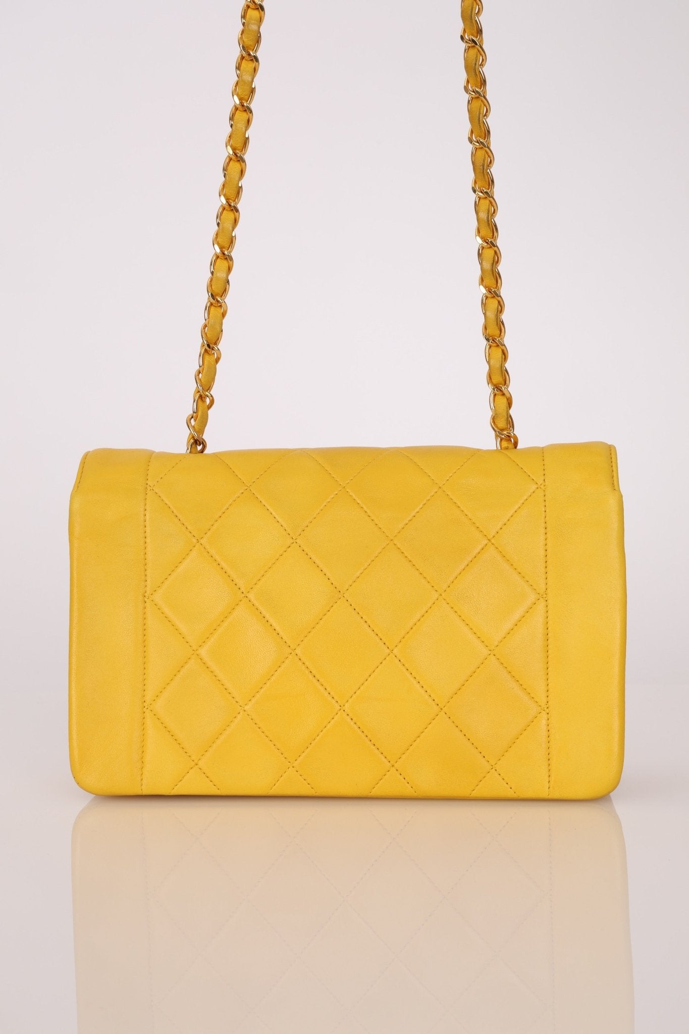 Rare Chanel 1994 Lemon Lambskin Small Diana - FashioNica