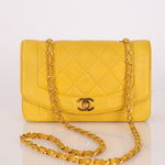 Rare Chanel 1994 Lemon Lambskin Small Diana - FashioNica