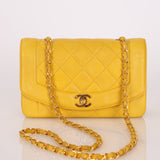 Rare Chanel 1994 Lemon Lambskin Small Diana - FashioNica