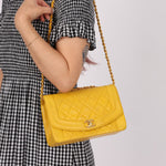 Rare Chanel 1994 Lemon Lambskin Small Diana - FashioNica