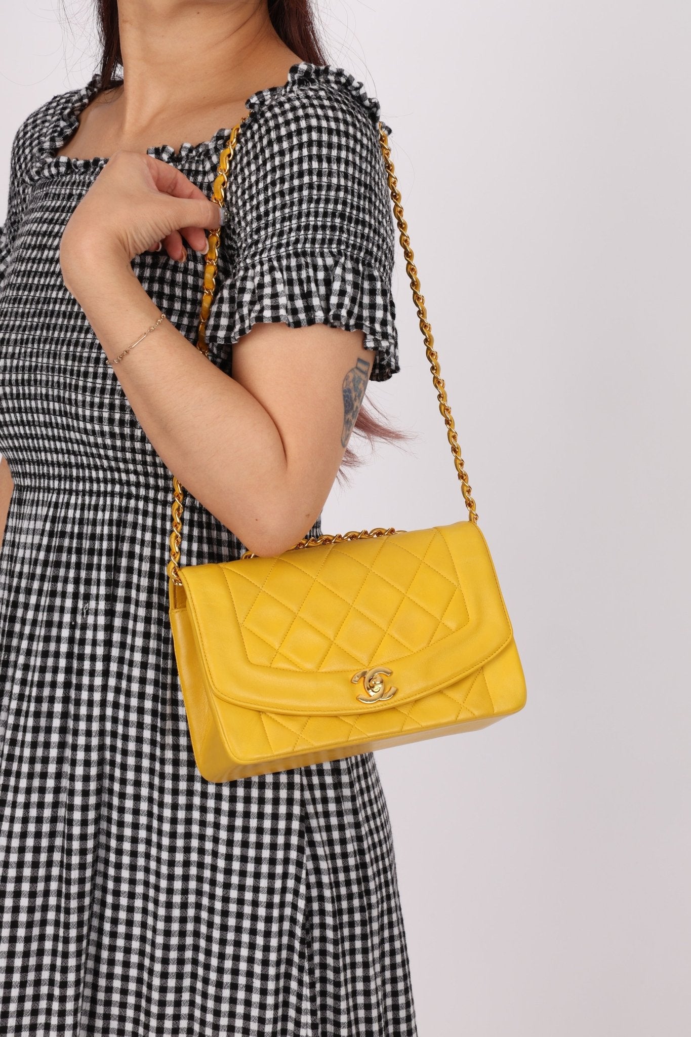 Rare Chanel 1994 Lemon Lambskin Small Diana - FashioNica