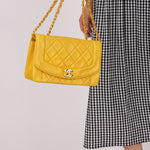 Rare Chanel 1994 Lemon Lambskin Small Diana - FashioNica