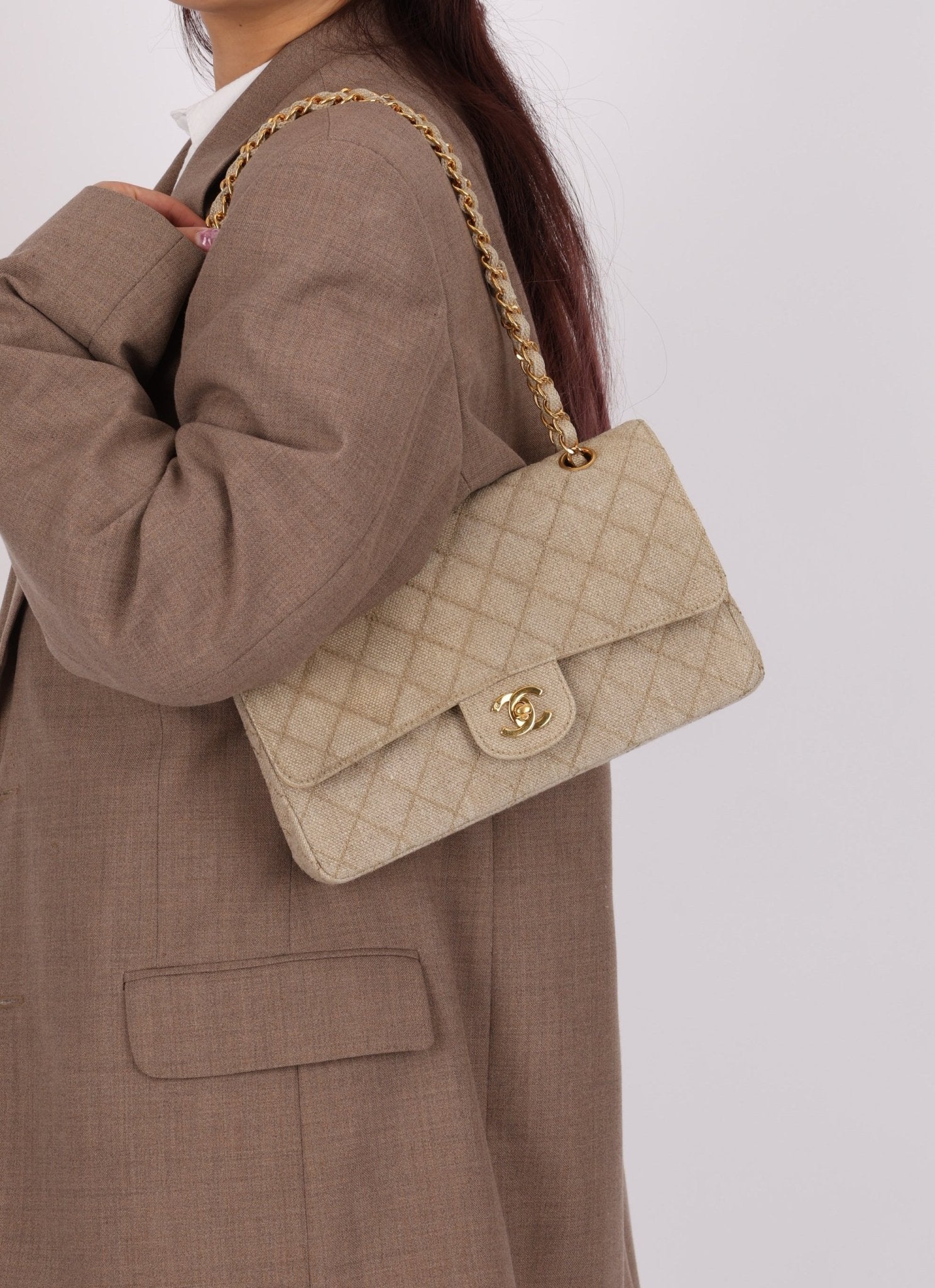 Rare Chanel 1994 Linen Medium Classic Flap - FashioNica