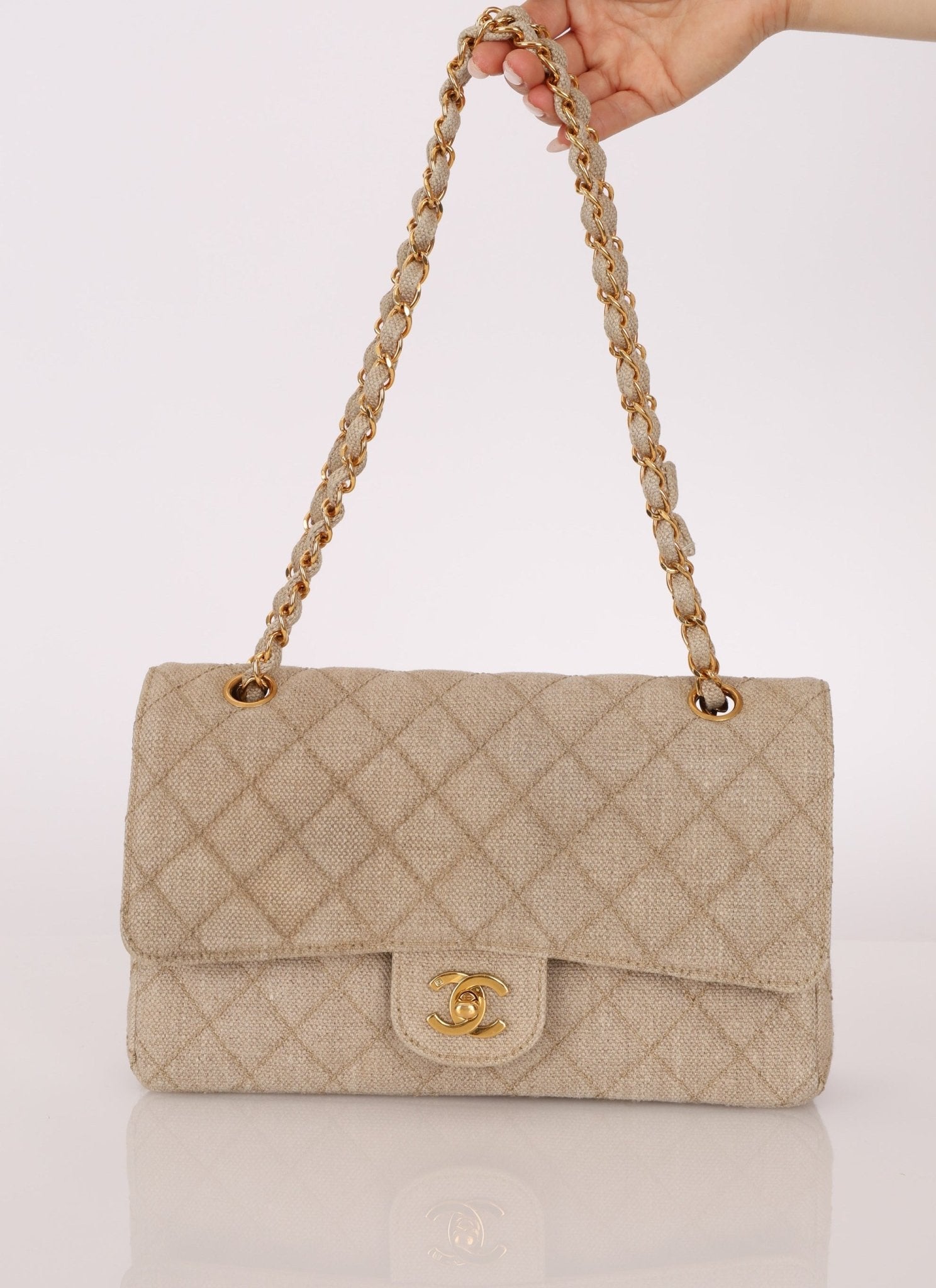 Rare Chanel 1994 Linen Medium Classic Flap - FashioNica