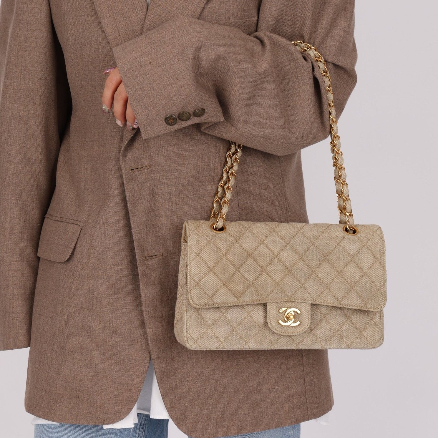 Rare Chanel 1994 Linen Medium Classic Flap - FashioNica