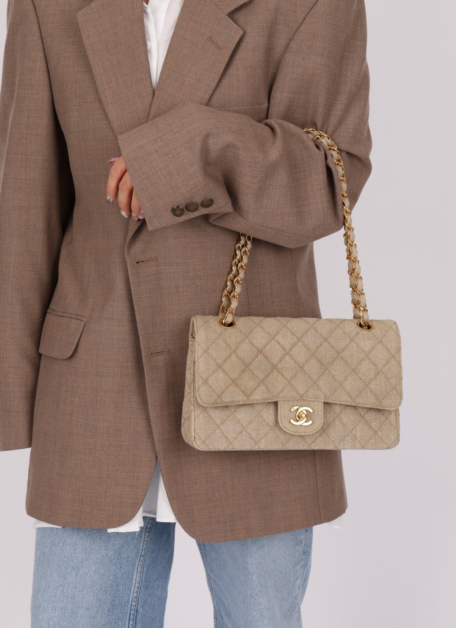 Rare Chanel 1994 Linen Medium Classic Flap - FashioNica