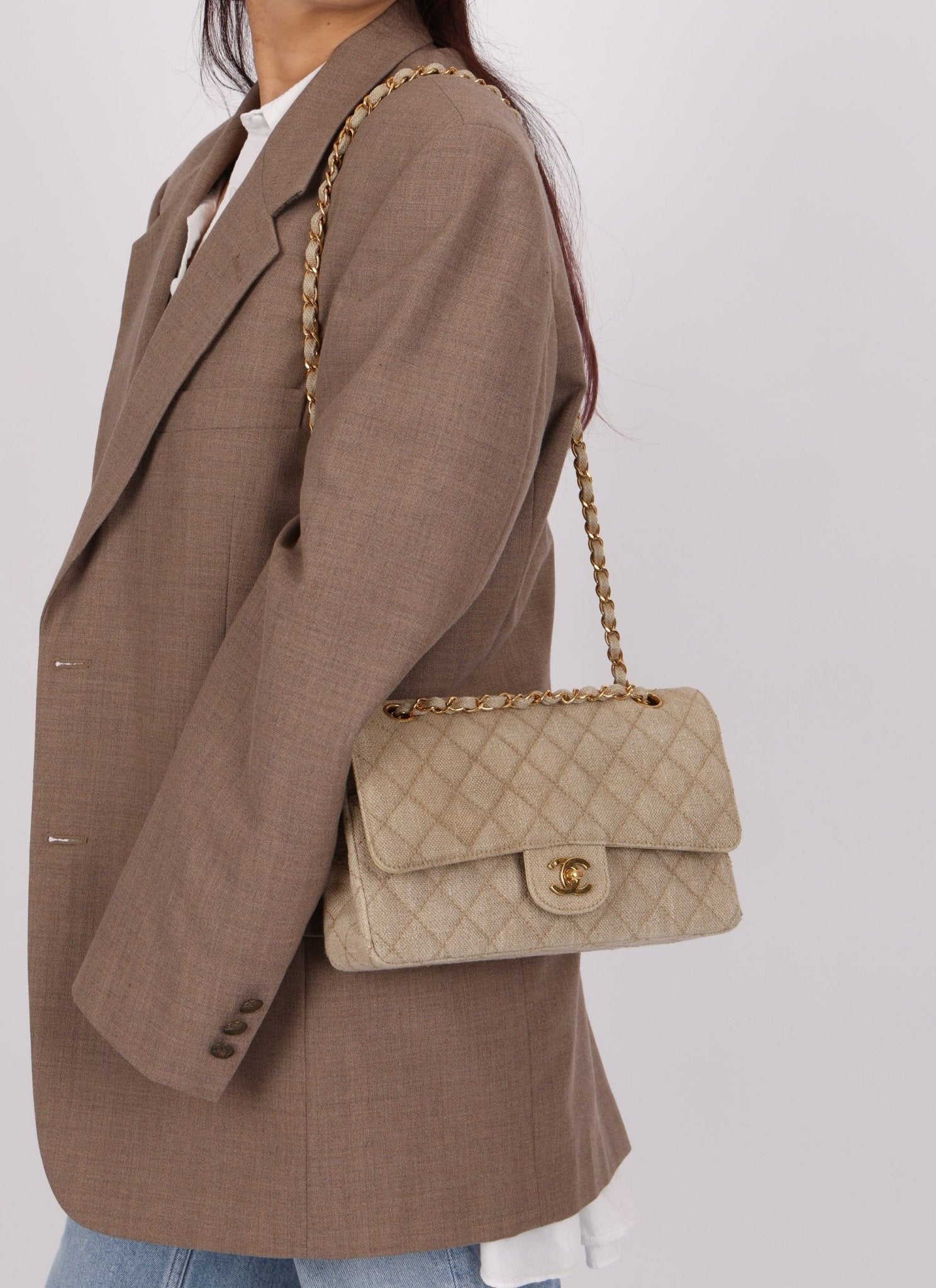 Rare Chanel 1994 Linen Medium Classic Flap - FashioNica