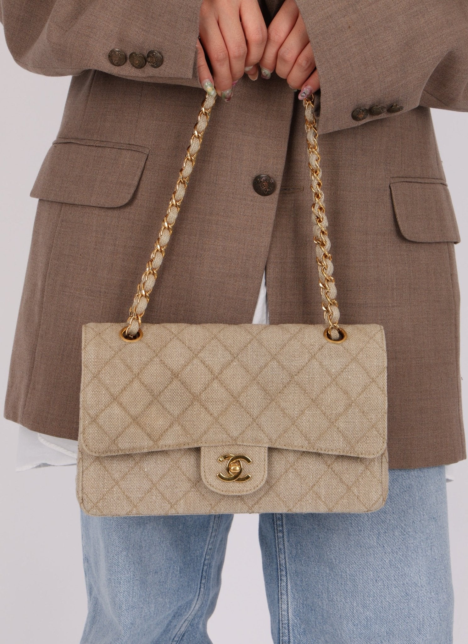 Rare Chanel 1994 Linen Medium Classic Flap - FashioNica