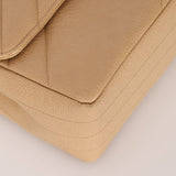 Rare Chanel 1995 Beige Caviar Diagonal Stitch Jumbo Flap Bag 24k GP - FashioNica