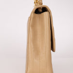 Rare Chanel 1995 Beige Caviar Diagonal Stitch Jumbo Flap Bag 24k GP - FashioNica