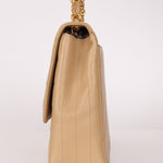 Rare Chanel 1995 Beige Caviar Diagonal Stitch Jumbo Flap Bag 24k GP - FashioNica