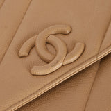 Rare Chanel 1995 Beige Caviar Diagonal Stitch Jumbo Flap Bag 24k GP - FashioNica