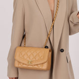 Rare Chanel 1995 Dark Beige Caviar Small Diana 24K GP - FashioNica