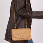 Rare Chanel 1995 Dark Beige Caviar Small Diana 24K GP - FashioNica