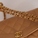 Rare Chanel 1995 Dark Beige Caviar Small Diana 24K GP - FashioNica