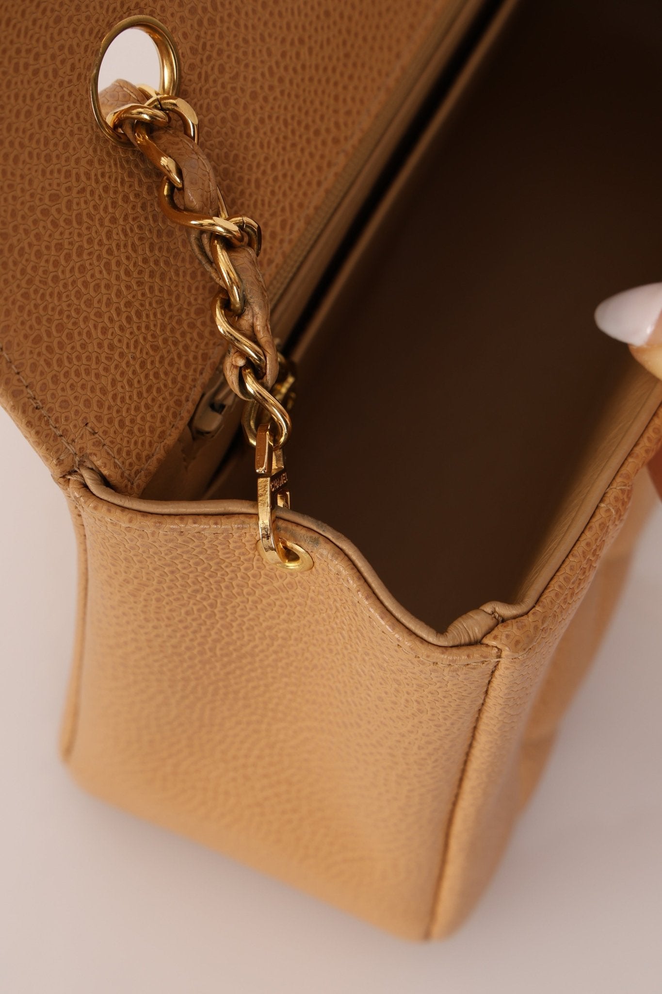 Rare Chanel 1995 Dark Beige Caviar Small Diana 24K GP - FashioNica