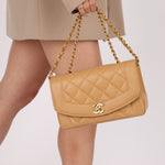 Rare Chanel 1995 Dark Beige Caviar Small Diana 24K GP - FashioNica