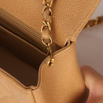 Rare Chanel 1995 Dark Beige Caviar Small Diana 24K GP - FashioNica