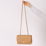 Rare Chanel 1995 Dark Beige Caviar Small Diana 24K GP - FashioNica
