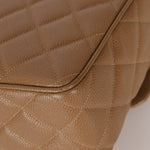 Rare Chanel 1995 Latte Caviar XL Turnlock Top Handle - FashioNica