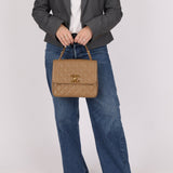 Rare Chanel 1995 Latte Caviar XL Turnlock Top Handle - FashioNica