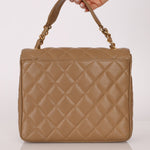 Rare Chanel 1995 Latte Caviar XL Turnlock Top Handle - FashioNica