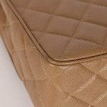 Rare Chanel 1995 Latte Caviar XL Turnlock Top Handle - FashioNica