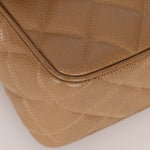 Rare Chanel 1995 Latte Caviar XL Turnlock Top Handle - FashioNica