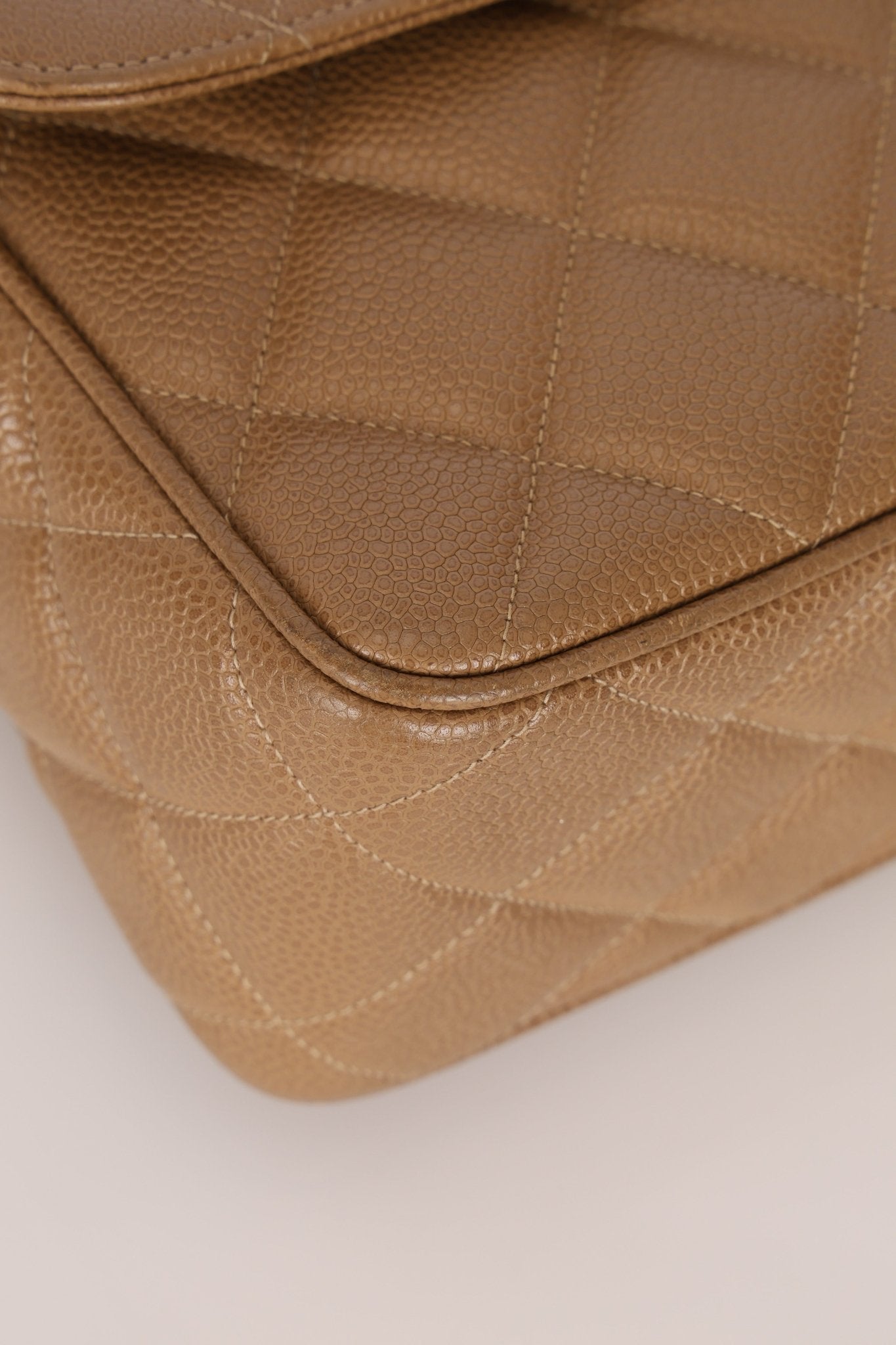 Rare Chanel 1995 Latte Caviar XL Turnlock Top Handle - FashioNica