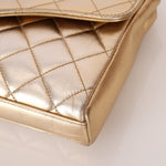 Rare Chanel 1995 Metallic Gold Matelasse Lambskin Turnlock Clutch 24K GP - FashioNica