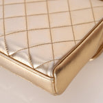 Rare Chanel 1995 Metallic Gold Matelasse Lambskin Turnlock Clutch 24K GP - FashioNica
