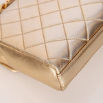Rare Chanel 1995 Metallic Gold Matelasse Lambskin Turnlock Clutch 24K GP - FashioNica