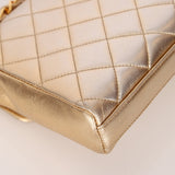 Rare Chanel 1995 Metallic Gold Matelasse Lambskin Turnlock Clutch 24K GP - FashioNica