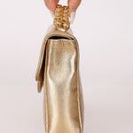 Rare Chanel 1995 Metallic Gold Matelasse Lambskin Turnlock Clutch 24K GP - FashioNica