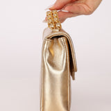 Rare Chanel 1995 Metallic Gold Matelasse Lambskin Turnlock Clutch 24K GP - FashioNica