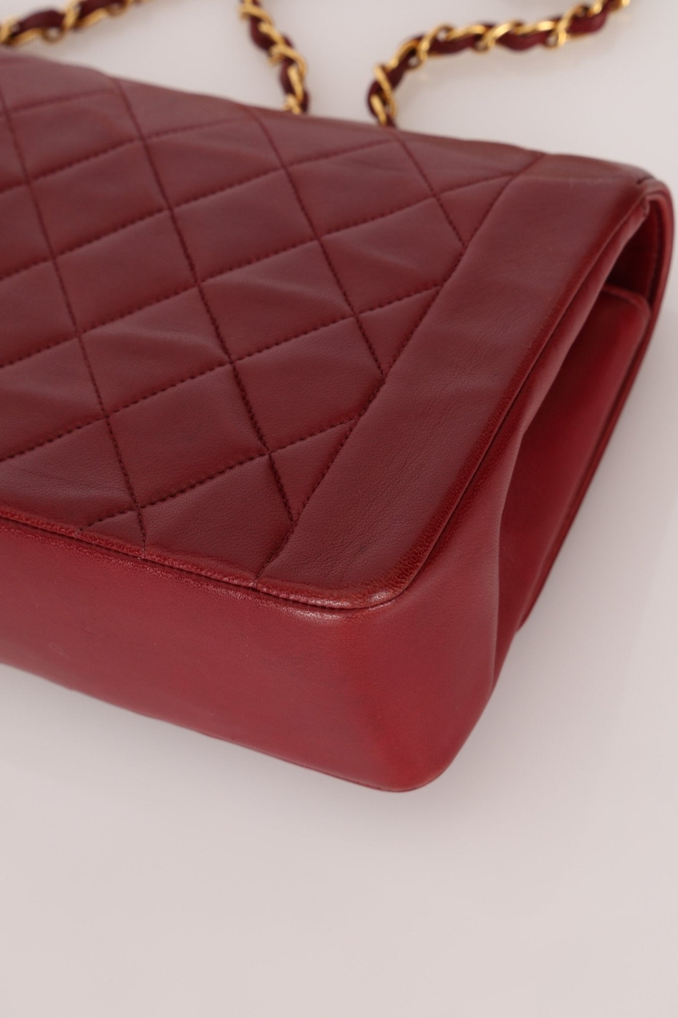 Rare Chanel 1996 Bordeaux Lambskin Medium Diana Flap Bag 24k GP - FashioNica