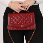 Rare Chanel 1996 Bordeaux Lambskin Medium Diana Flap Bag 24k GP - FashioNica