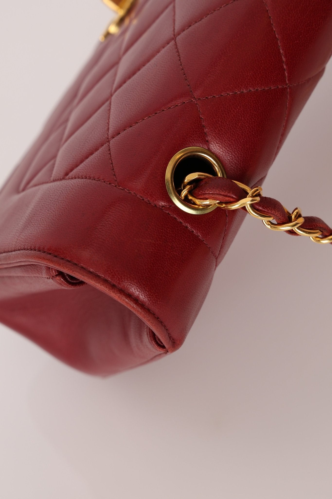 Rare Chanel 1996 Bordeaux Lambskin Medium Diana Flap Bag 24k GP - FashioNica