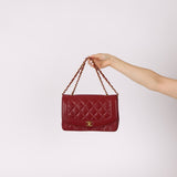 Rare Chanel 1996 Bordeaux Lambskin Medium Diana Flap Bag 24k GP - FashioNica