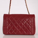 Rare Chanel 1996 Bordeaux Lambskin Medium Diana Flap Bag 24k GP - FashioNica