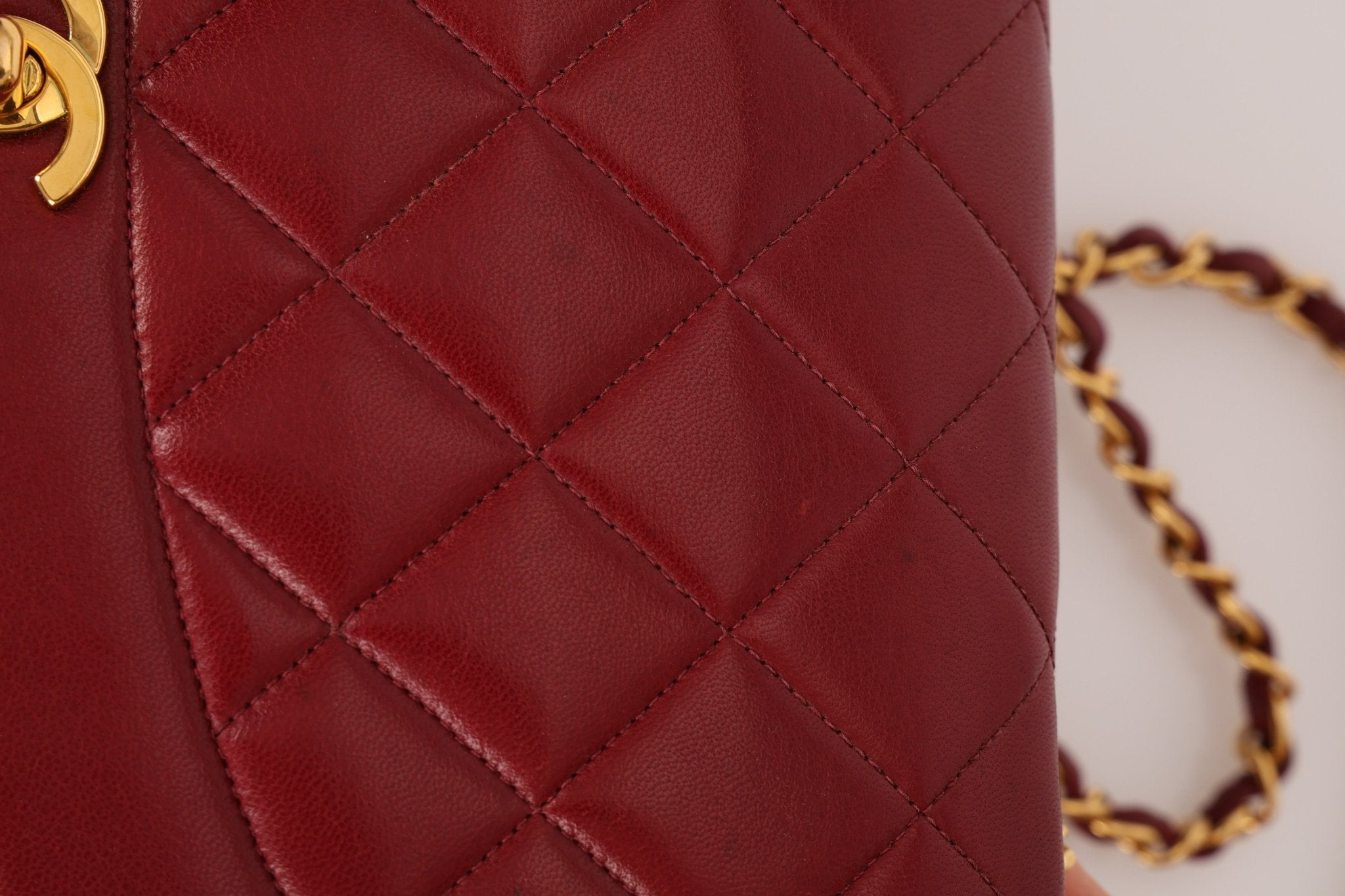 Rare Chanel 1996 Bordeaux Lambskin Medium Diana Flap Bag 24k GP - FashioNica