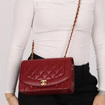 Rare Chanel 1996 Bordeaux Lambskin Medium Diana Flap Bag 24k GP - FashioNica