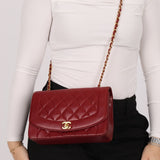 Rare Chanel 1996 Bordeaux Lambskin Medium Diana Flap Bag 24k GP - FashioNica