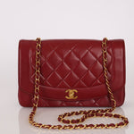 Rare Chanel 1996 Bordeaux Lambskin Medium Diana Flap Bag 24k GP - FashioNica