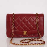 Rare Chanel 1996 Bordeaux Lambskin Medium Diana Flap Bag 24k GP - FashioNica