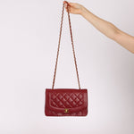 Rare Chanel 1996 Bordeaux Lambskin Medium Diana Flap Bag 24k GP - FashioNica