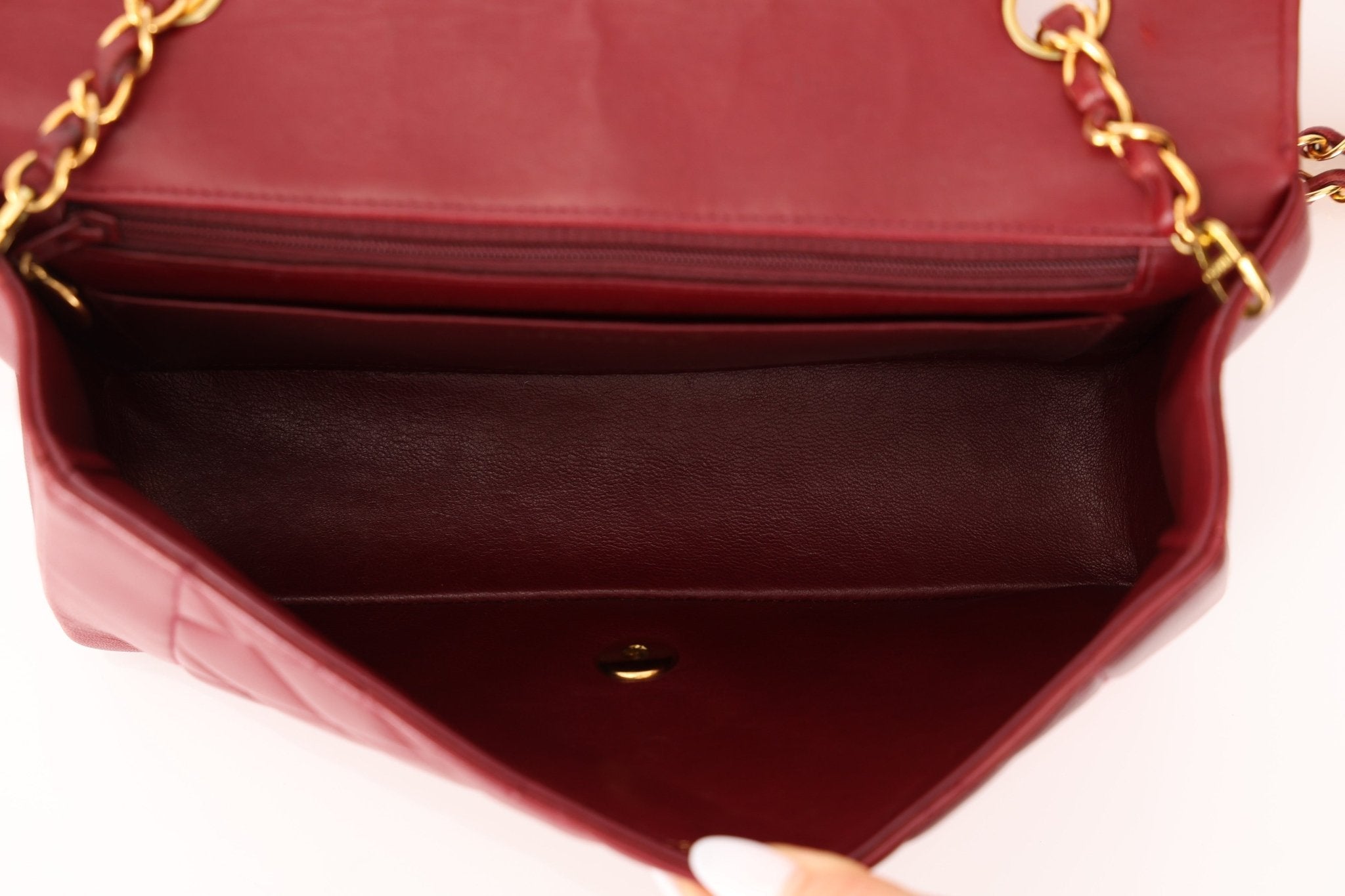 Rare Chanel 1996 Bordeaux Lambskin Medium Diana Flap Bag 24k GP - FashioNica