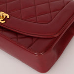 Rare Chanel 1996 Bordeaux Lambskin Medium Diana Flap Bag 24k GP - FashioNica