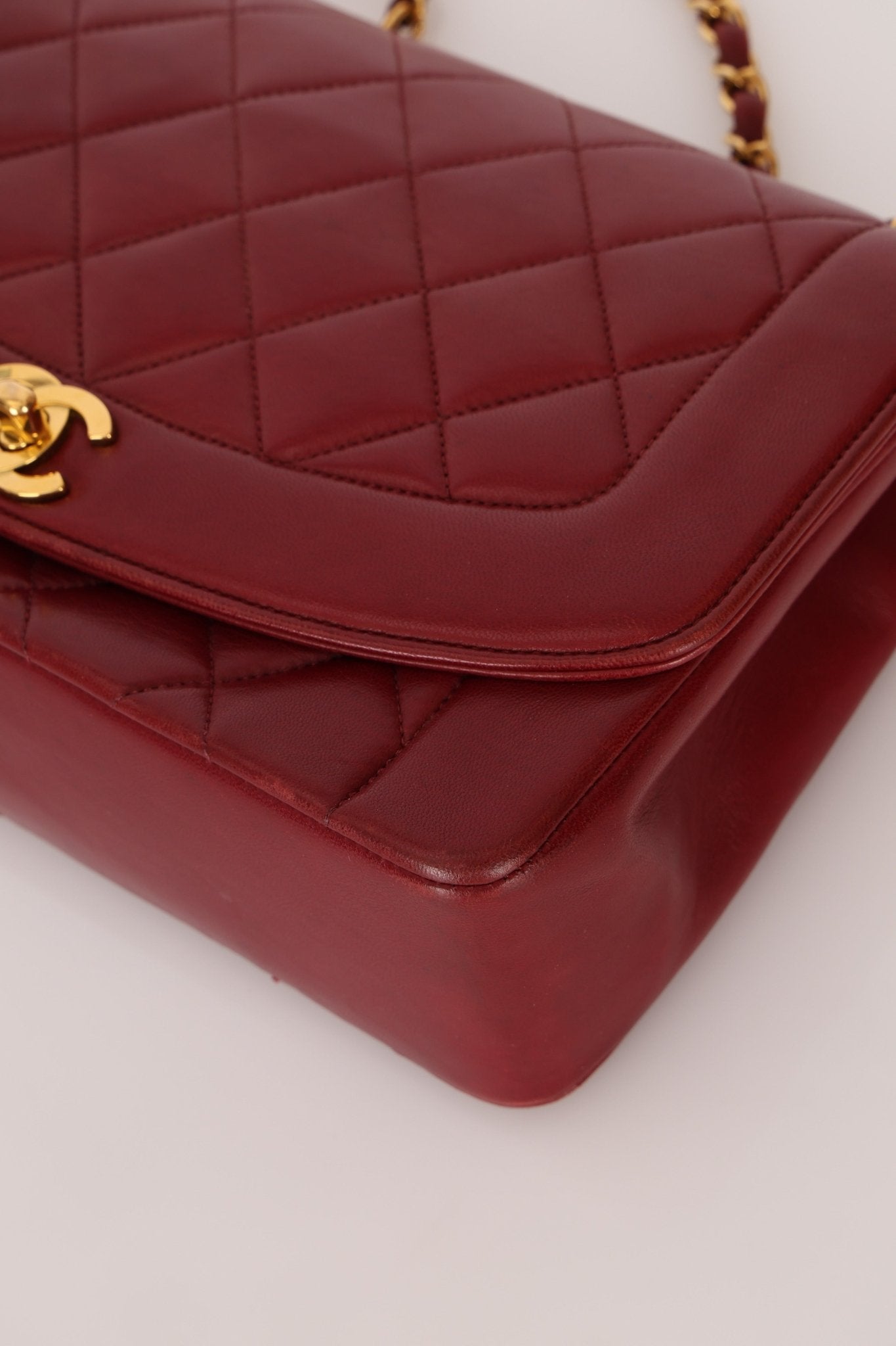 Rare Chanel 1996 Bordeaux Lambskin Medium Diana Flap Bag 24k GP - FashioNica
